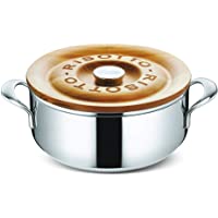 Lagostina Risottiera - Olla para risotto con tapa de acero y madera- 24 centímetros- 3.5 litros